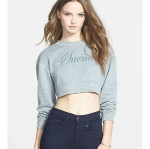 True Religion Women's Cropped Gray Sweatshirt Sz Small